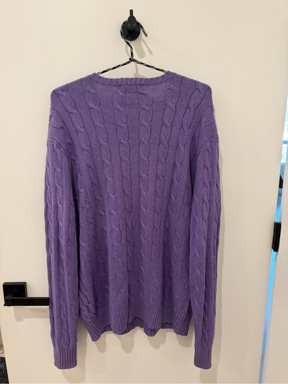 Polo by Ralph Lauren Lavender Oversized Cable-Knit Crewneck Sweater - Picture 3 of 4